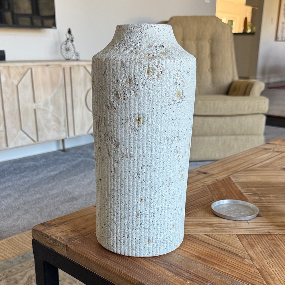 Crate & Barrel Emma Medium Textured Cream Vase